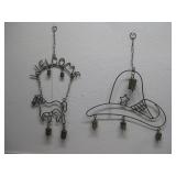 Metal Welcome Horse & Cowboy Hat Rain Bells See