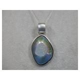 S.S. Vtg N/A RBRD Hallmarked Geode CAB NecklaceSee