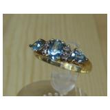 10KT Gold Diamond Topaz Ring Hallmarked 2.2gtw