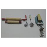 Six Vtg Children's Cooking Utensils & Iron