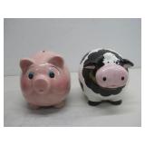 Ceramic Pig & Cow Coin Banks See Info