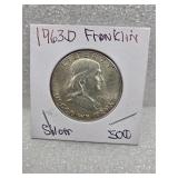 1963-D Franklin Half Dollar 90% Silver