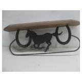 Wood Shelf W/Metal Horse Decor & Hanger See