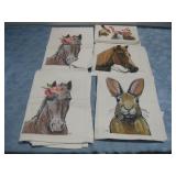 Five Farm Animal Screen Printed Kitchen Towels See