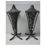 Two Mosaic Style Tiki Torches 12' Tall