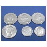 Six Silver Coins 90% Silver