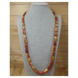 Carnelian Agate Barrel Shaped Beaded Necklace 33'
