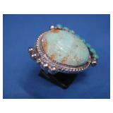 S.S. SW Hallmarked Turq Ring 27.1g
