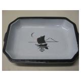 Vtg Klafrestrom Enamel Cast Iron Dish 11.5' x 8'