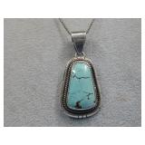 S.S. N/A D.B. Hallmarked Turq Necklace 20.2g