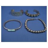 Four Silvertone Bracelets/Cuffs Not S.S.