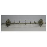 Brass Horse Wall Mount Rack W/Hooks 39'
