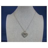 Sterling Silver Double Heart Pendant Necklace See