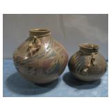 Two SW Style Pottery Vases Largest 9' Tall See