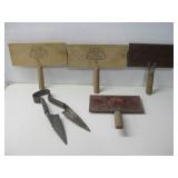 Sheep Shears & Two Sets Wool Caders