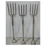 Three Vtg Garden Forks