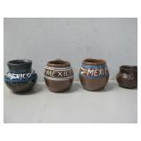 Four Handpainted Fireglazed Pottery Mugs See