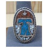 S.S. Tested Turq. Coral Liberty Bell Ring 20g See