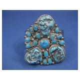 S.S. SW Hallmarked Turq Cuff 120.3g