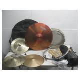 Assorted Cymbals, Drum Sticks, Percussion Supplies