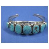 VTG Navajo Nickel Silver Faux Turq Bracelet See In