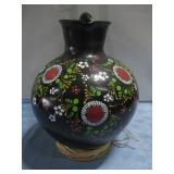 Large Vtg Hungarian Folk Art Black Ceramic See