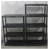 Two Plastic Storage Shelving Units See Info