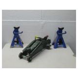 Floor Jack & Two Duralast Jack Stands
