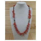 Sterling Silver Faux Red Coral Necklace