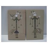 Two Vtg Native American  Sand Paintings 12' x 7'