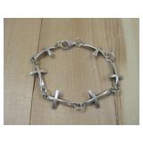 Sterling Silver Cross Bracelet Hallmarked See