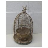 Metal Wire Bird Cage W/Flower Pot Attached See