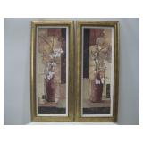 Two Chinese Bamboo In Vase Wall Decor See Info