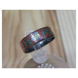 Sterling Silver Enameled Floral Ring Hallmarked