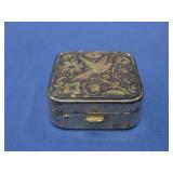 VTG Gold Tone Damascene Pill Box