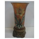 Vtg Handpainted Amber Table Lamp 13'  Powers On