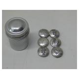 Six Silvertone Western Style Button Covers In Tin
