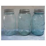 Three Ball Blue Mason  Jars