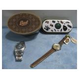 Two Fossil Watches W/Orginal Watch Tins Untested