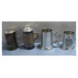 Four Assorted Vtg Beer Steins