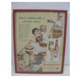 Budweiser Beer Advertisement Sign 14.5' x 11.5'