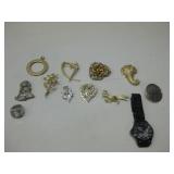 Assorted Jewelry W/Self Windiong Watch Untested