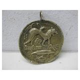 Vtg Brass Coin Pendant