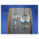 VTG Sterling Silver Zuni Multistone Earrings See