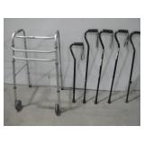 Five Walking Canes With Walker 33' Tallest