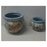 Two Mosiac Pattern Planter Pots Largest 9' x 8'