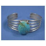 VTG Nickel Silver Bi Color Turq Bracelet N/A