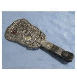 Vtg  Silvertone Hand Mirror W/Dragon & Gemstone