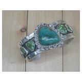 Navajo SterlingSilver Turq Cuff Bracelet 124 G T.W