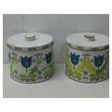 Two Vtg Storage Tins With Recipes On Sides